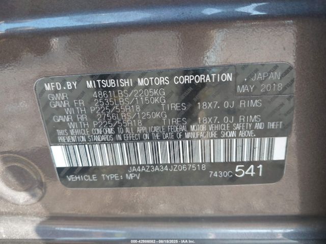 2018 MITSUBISHI OUTLANDER JA4AZ3A34JZ067518 Photo 8