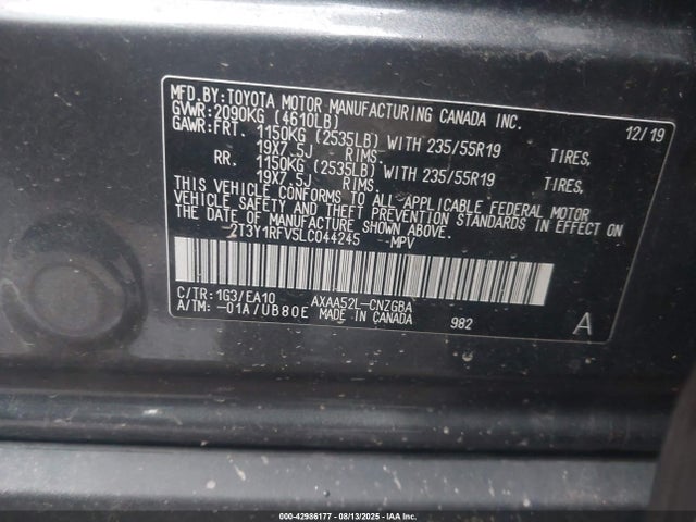 Toyota a25a-fks 2020 2T3Y1RFV5LC044245 Image 9