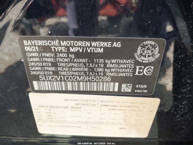 2021 BMW X4 5UX2V1C02M9H50286 Photo 8