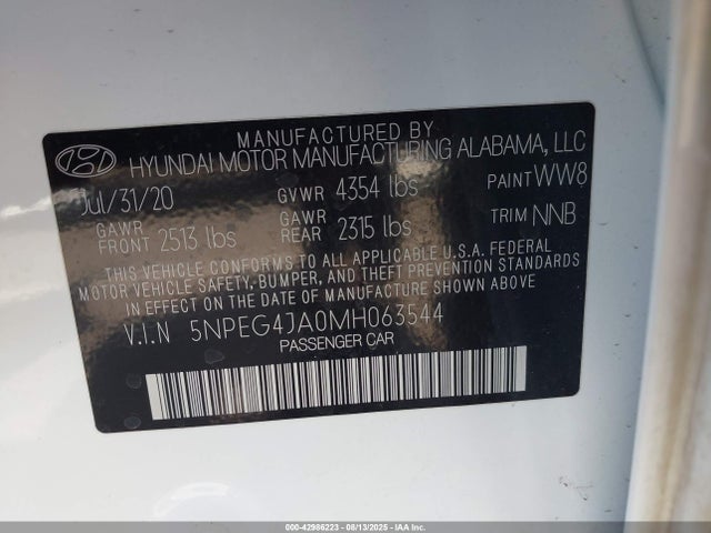 Hyundai gdi theta iii 2021 5NPEG4JA0MH063544 Image 9