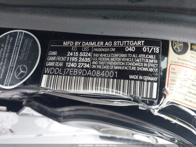 Продажа на аукционе авто 2013 Mercedes-benz Cls 63 Amg, vin: WDDLJ7EB9DA084001, номер лота: 42986253