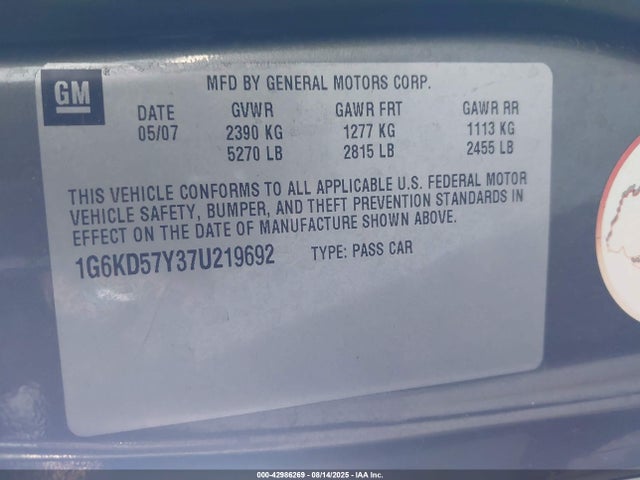 2007 CADILLAC DTS 1G6KD57Y37U219692 Photo 8