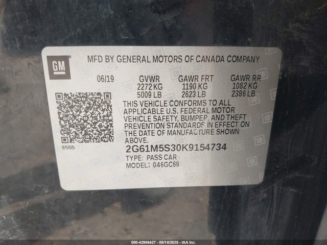 2019 CADILLAC XTS 2G61M5S30K9154734 Photo 8