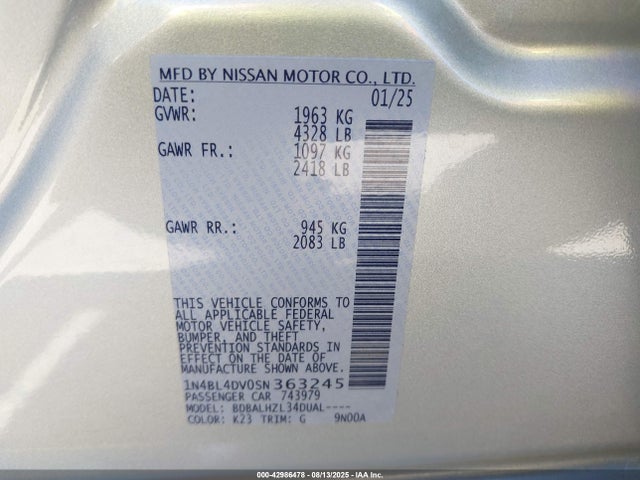 1N4BL4DV0SN363245 Nissan 2025