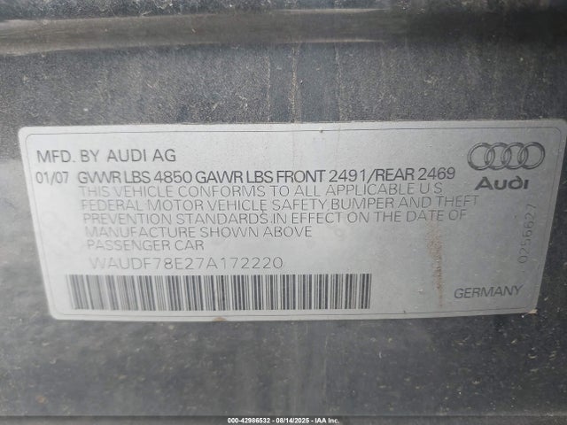 2007 AUDI A4 WAUDF78E27A172220 Photo 8