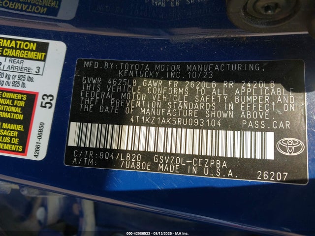 4T1KZ1AK5RU093104 Toyota 2gr-fks