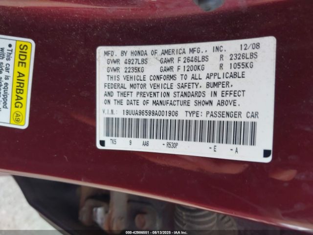 2009 ACURA TL 19UUA96599A001906 Photo 8