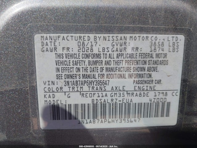3N1AB7AP6HY395647 Nissan Sentra