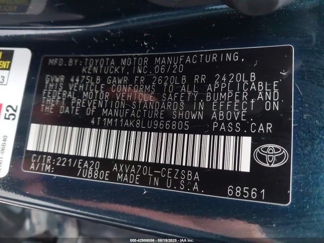 4T1M11AK8LU966805 Toyota a25a-fks