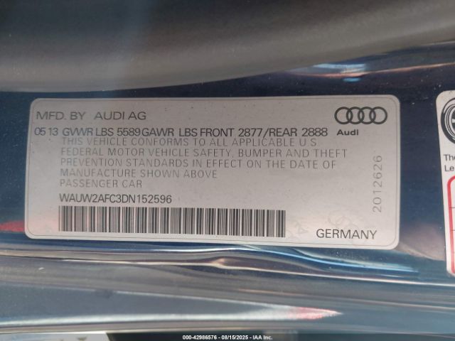 2013 AUDI S7 WAUW2AFC3DN152596 Photo 8