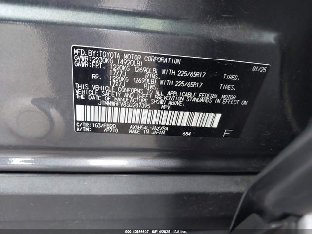 JTMMWRFV8SD287395 Toyota a25a-fxs