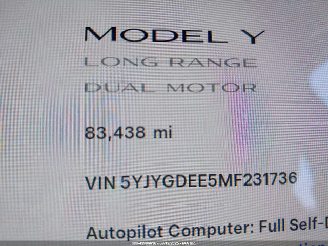 5YJYGDEE5MF231736 Tesla Model Y