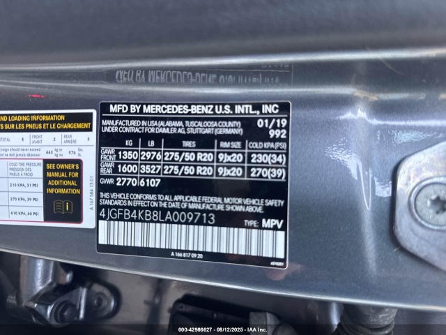 Продаж на аукціоні авто 2020 Mercedes-benz Gle 350 4matic, vin: 4JGFB4KB8LA009713, номер лоту: 42986627