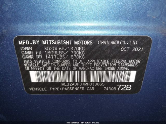 2021 MITSUBISHI MIRAGE ML32AUHJ7MH013865 Photo 8