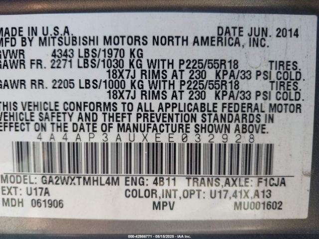 2014 MITSUBISHI OUTLANDER SPORT 4A4AP3AUXEE032928 Photo 8