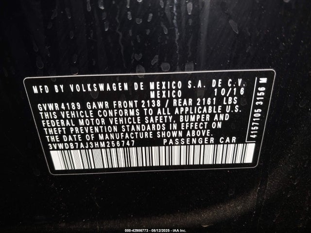 Volkswagen 1.4 tsi 2017 3VWDB7AJ3HM256747 Image 9