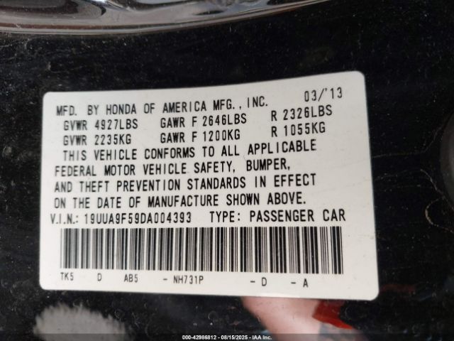 2013 ACURA TL 19UUA9F59DA004393 Photo 8