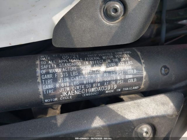 2021 KAWASAKI EN650 JKAENEC19MDA03919 Photo 9