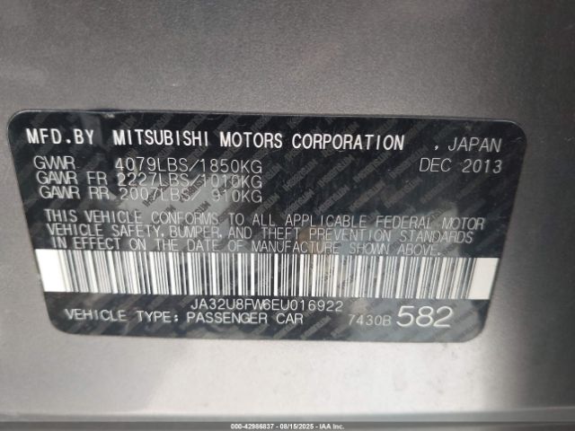 2014 MITSUBISHI LANCER JA32U8FW6EU016922 Photo 8