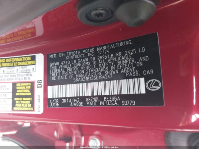 2025 LEXUS ES 350 58ADZ1B13SU194347 Photo 8