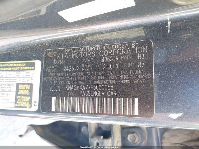 KIA dohc gdi theta ii 2015 KNAGM4A77F5600058 Image 9