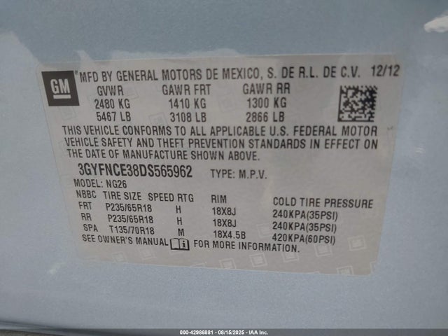 2013 CADILLAC SRX 3GYFNCE38DS565962 Photo 8
