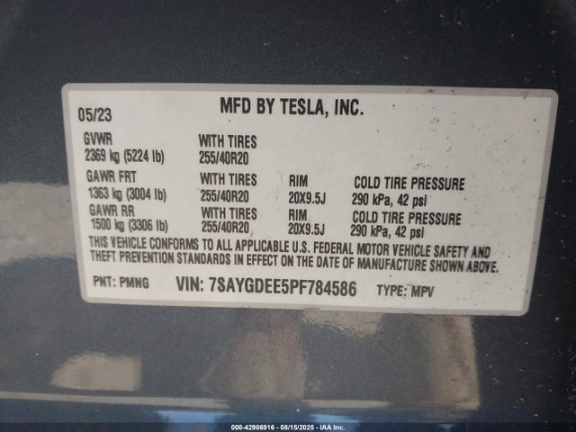 2023 TESLA MODEL Y 7SAYGDEE5PF784586 Photo 8