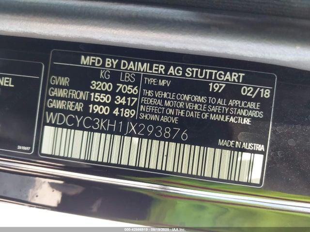Mercedes-Benz 2018 2018 WDCYC3KH1JX293876 Image 9