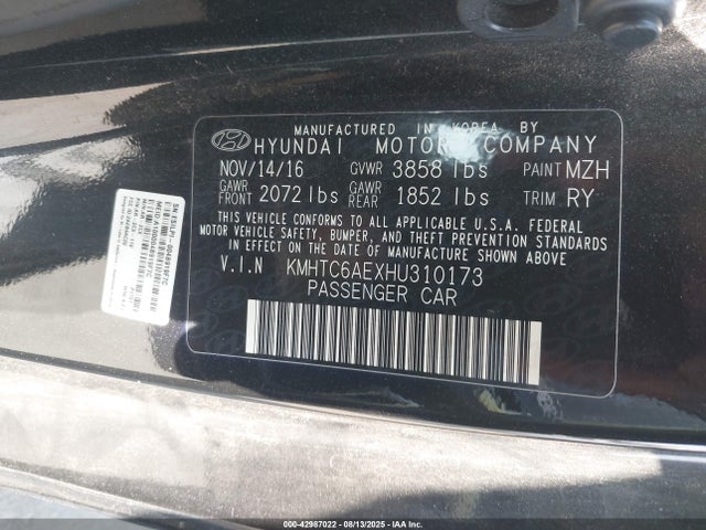 KMHTC6AEXHU310173 Hyundai t-gdi gamma