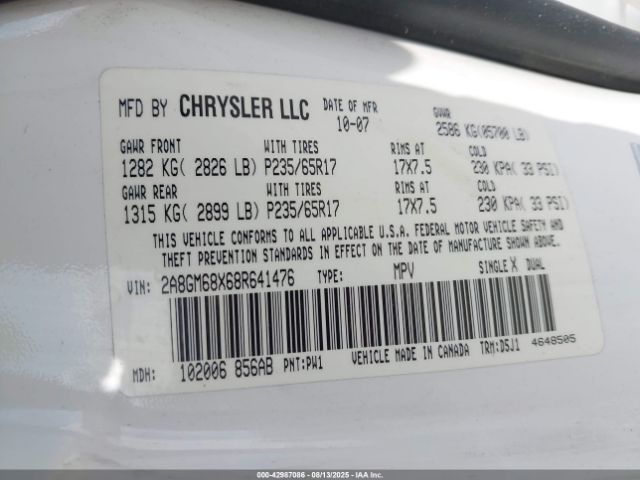 2008 CHRYSLER PACIFICA 2A8GM68X68R641476 Photo 8