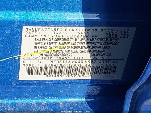 3N1AB8CV6SY364679 Nissan 2025