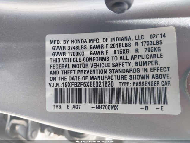 Honda r18z1 2014 19XFB2F5XEE021620 Image 9