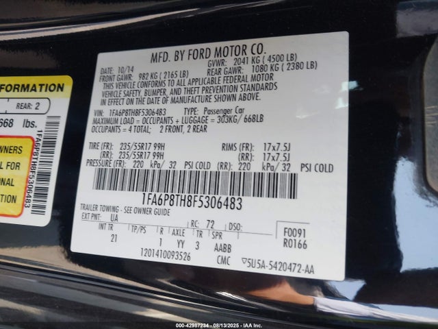 Ford Mustang 2015 1FA6P8TH8F5306483 Image 9