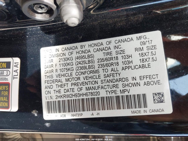 2HKRW2H93HH678020 Honda l15be