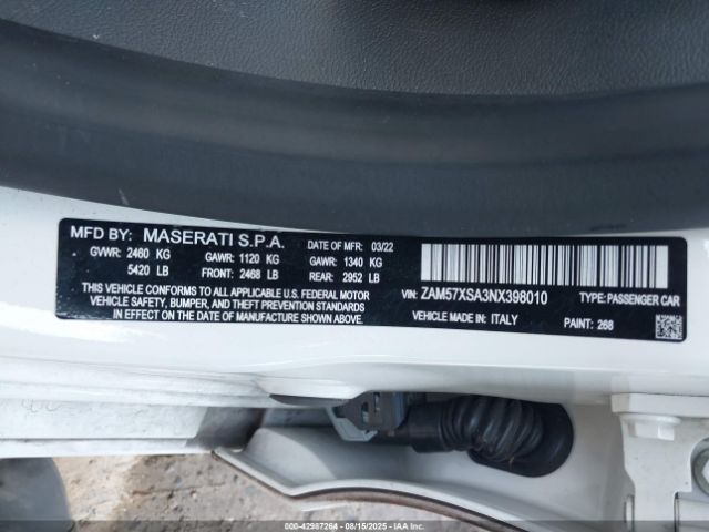 2022 MASERATI GHIBLI ZAM57XSA3NX398010 Photo 8