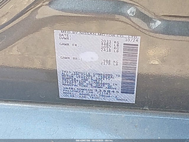 1N4BL4DWXSN334845 Nissan 2025