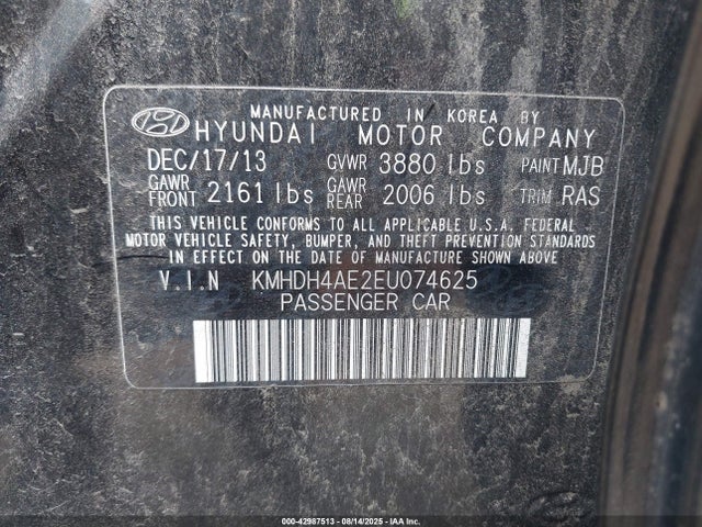 Hyundai dohc mpi nu 2014 KMHDH4AE2EU074625 Image 9
