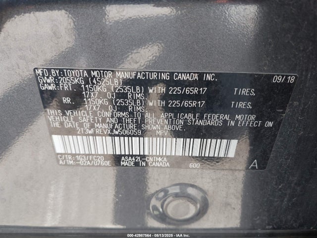 2T3WFREVXJW506059 Toyota 2ar-fe