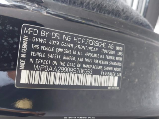 2009 PORSCHE 911 WP0AA29909S706353 Photo 8