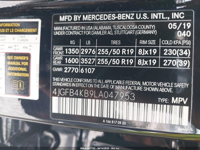 Mercedes-Benz m264 2020 4JGFB4KB9LA047953 Image 9
