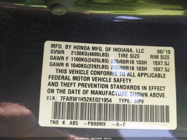 Honda l15be 2019 7FARW1H52KE021954 Image 9