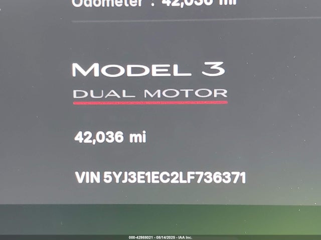 5YJ3E1EC2LF736371 Tesla 2020