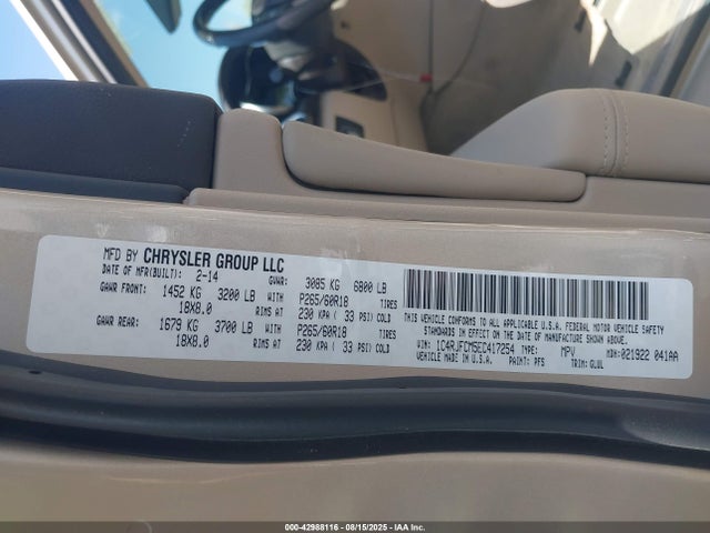 Jeep Grand Cherokee 2014 1C4RJFCM5EC417254 Image 9