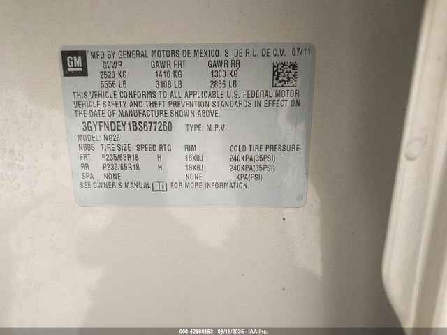 2011 CADILLAC SRX 3GYFNDEY1BS677260 Photo 8