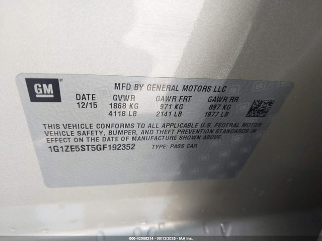 1G1ZE5ST5GF192352 Chevrolet lfv - di: direct injection, vvt, gen1 gmna