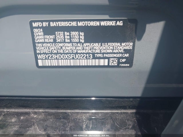 WBY23HD0XSFU02213 BMW I4