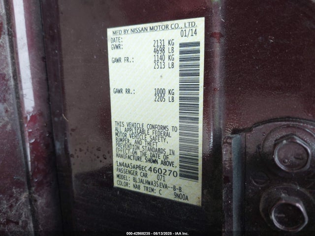 Nissan Maxima 2014 1N4AA5AP6EC460270 Image 9
