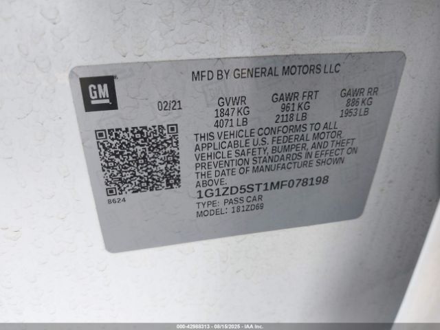 2021 CHEVROLET MALIBU 1G1ZD5ST1MF078198 Photo 8