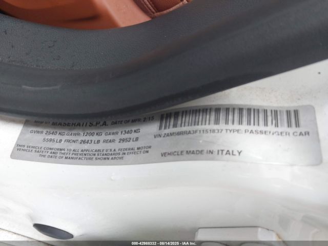2015 MASERATI QUATTROPORTE ZAM56RRA3F1151837 Photo 8
