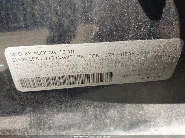 2011 AUDI A6 WAUFGAFB3BN049507 Photo 8